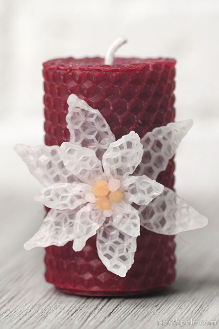 Surprisingly Simple Embellished Beeswax Candles: 3D Poinsettia