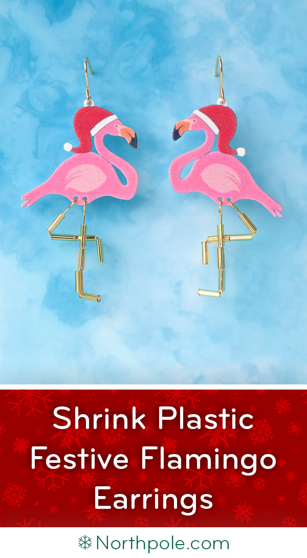 Shrink Plastic Festive Flamingo Earrings � Free Printable! Northpole.com Craft Cottage